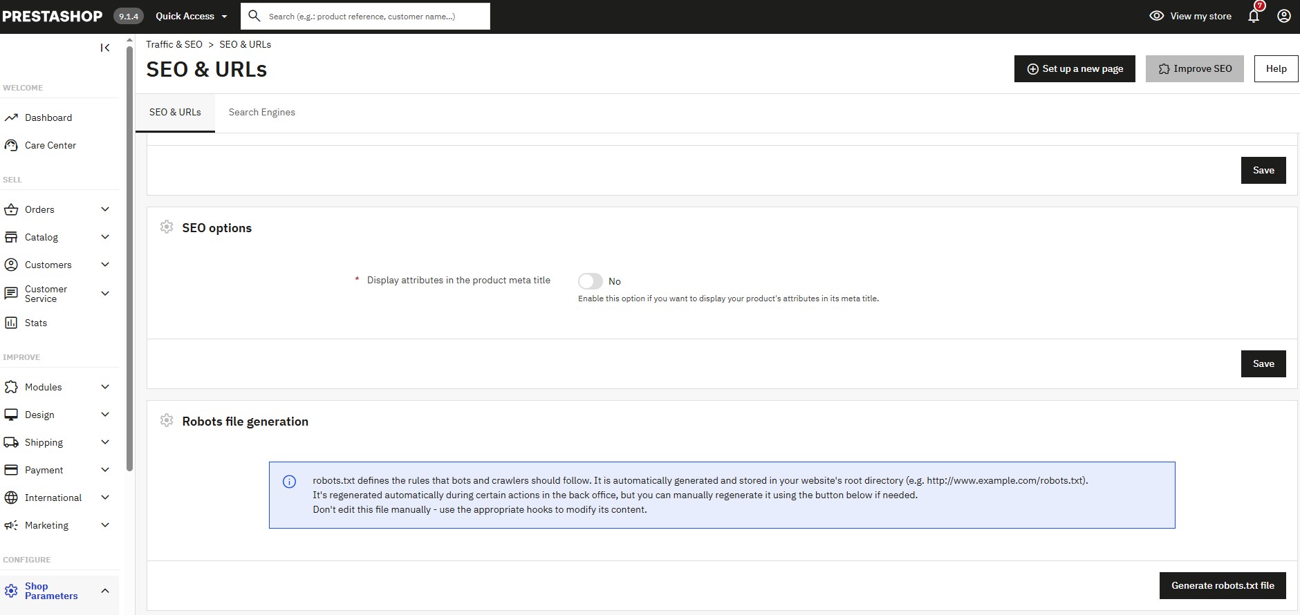 Generowanie robots.txt PrestaShop