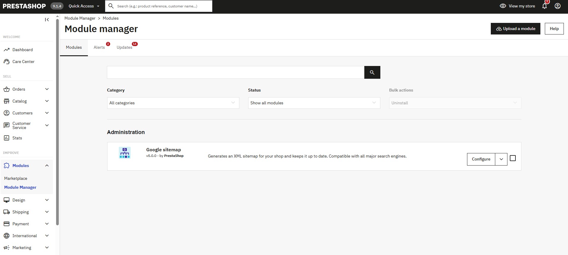 Moduł Google sitemap.xml w PrestaShop