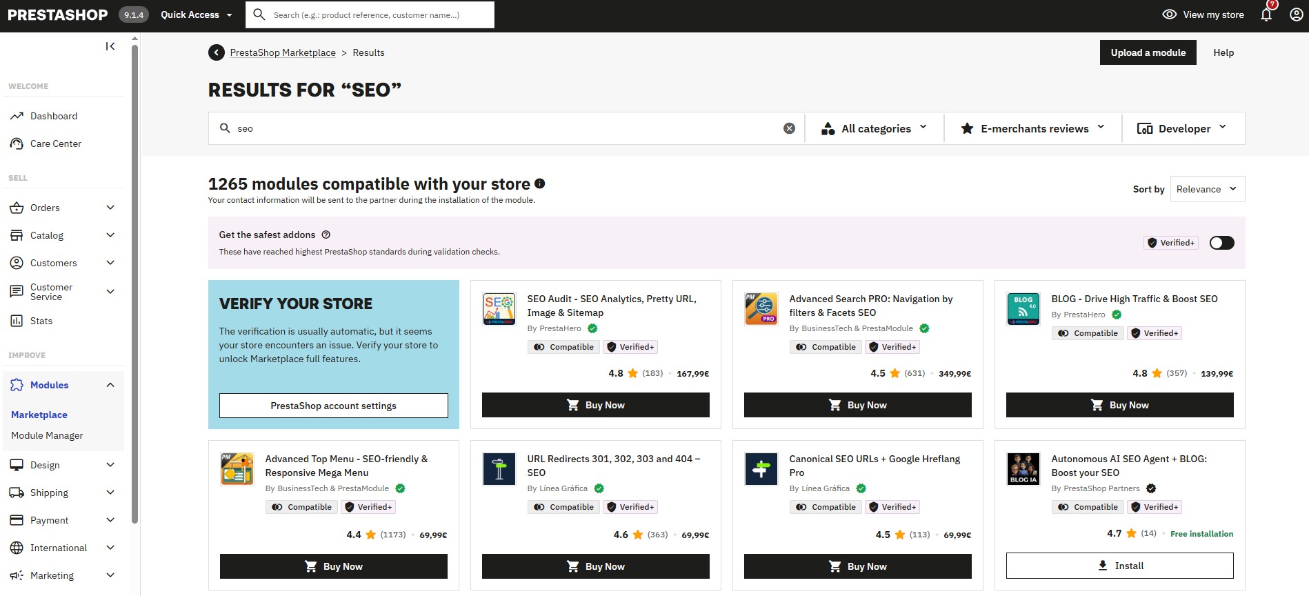 SEO PrestaShop marketplace