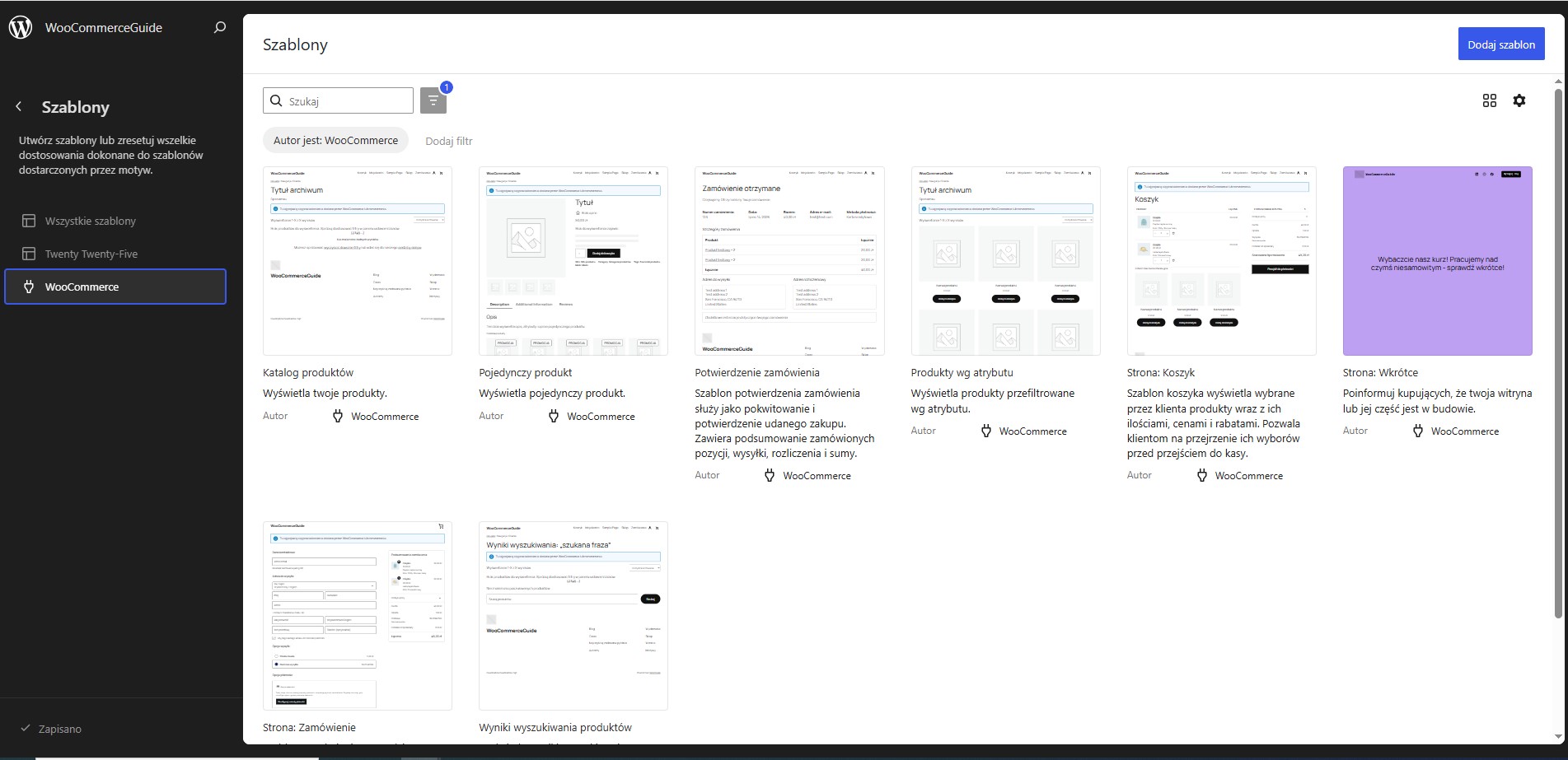 Edytor szablonów WooCommerce