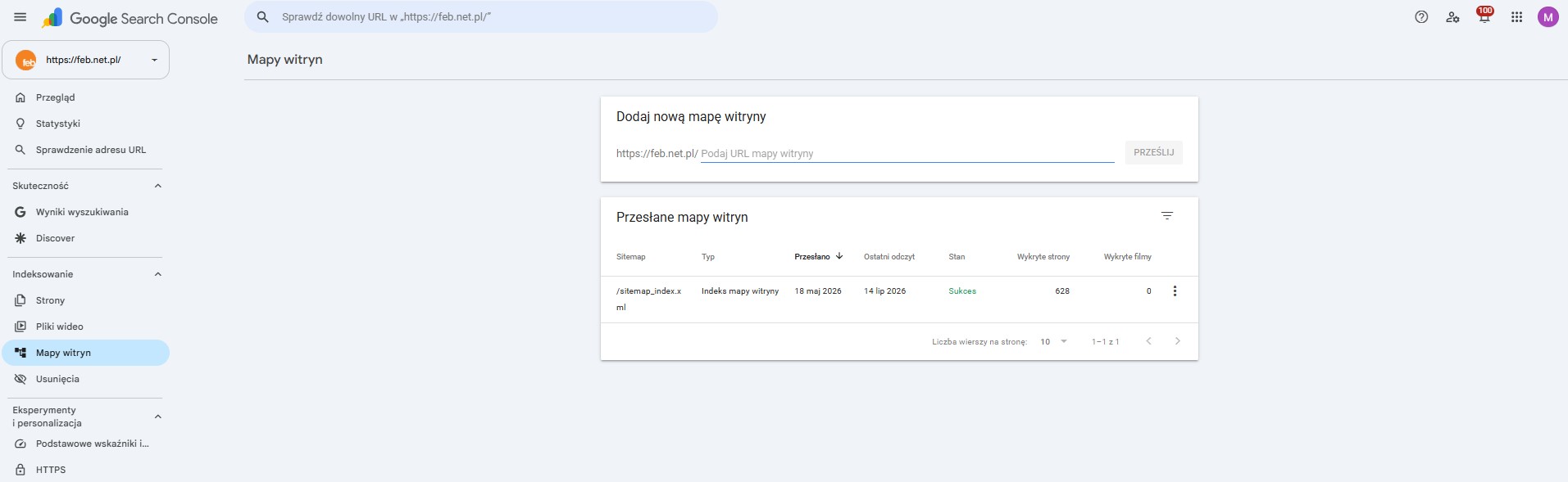 Mapa witryny Google Search Console