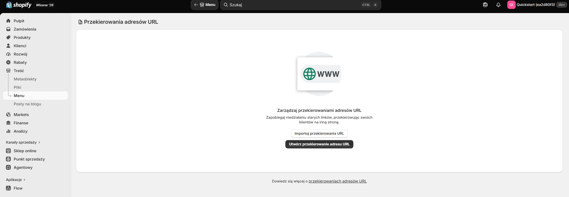 Przekierowania w Shopify