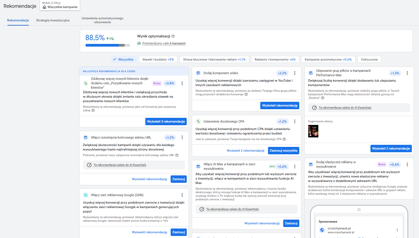 Rekomendacje Google Ads