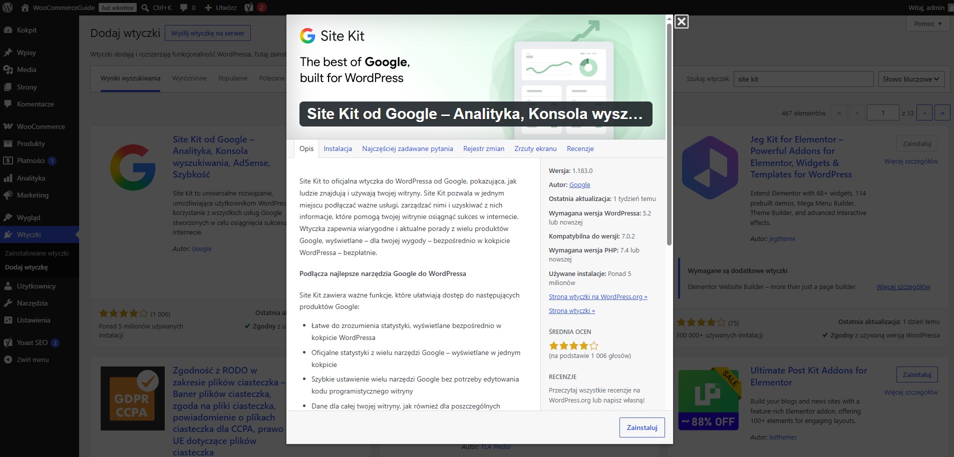 Site Kit od Google – Analityka, Konsola wyszukiwania, AdSense, Szybkość