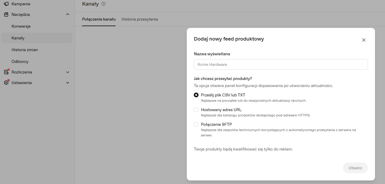 Feed produktowy ChatGPT Ads