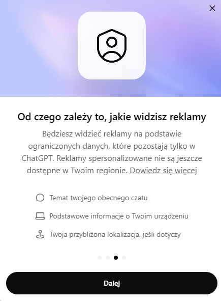 Od czego zależy jakie widzisz reklamy w ChatGPT?