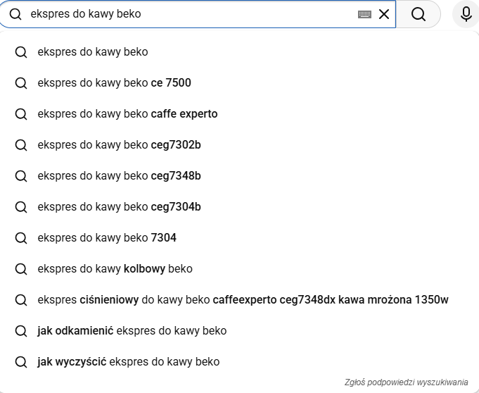 Podpowiedzi YouTube
