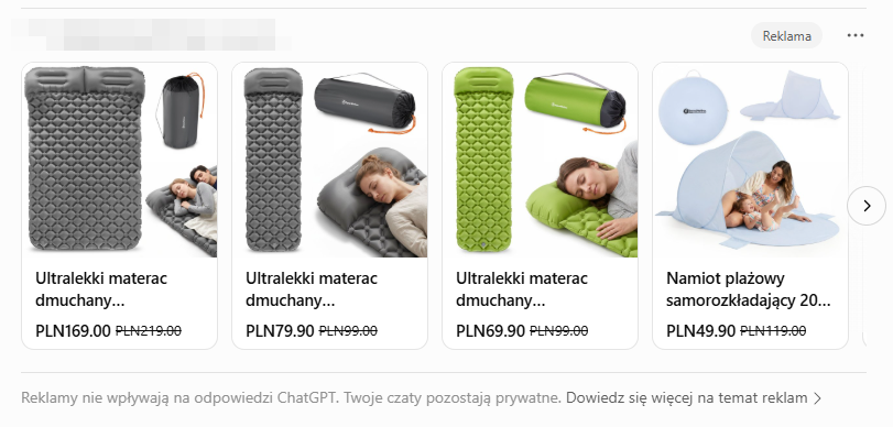Reklama produktu ChatGPT